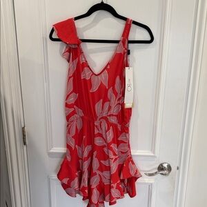 PatBO Scarlet and Ivory Leaf Dress
